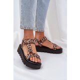 PS1 Embellished Platform Sandals Leopard Brown Tatellia | Shoptok.si