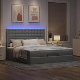 vidaXL Otomanska postelja z vzmetnico & LEDs taupe 180x200 cm blago Cene