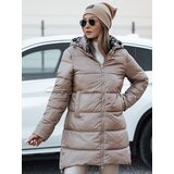 DStreet Women's winter jacket PURRBREEZ long quilted reversible with a hood in camel color Cene