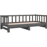  Izvlečna dnevna postelja siva 2x(90x190) cm trdna borovina, (21073734) | Shoptok.si