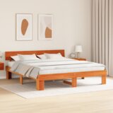  Konstrukcija postelje z vzglavjem Voskast rjav 200 x 200 cm, (5000126508) | Shoptok.si