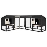 vidaXL Zunanji zajčnik z izhodom siv in bel les jelke - - Siva - 43.55 - N/A - 2025- | Shoptok.si