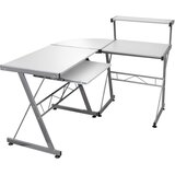 vidaXL Kotna računalniška miza bela 132x112x99 cm inženirski les Cene