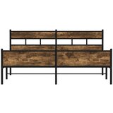 Metalni Kovinski posteljni okvir brez vzmetnice dimljen hrast 183x213cm, (21611468) | Shoptok.si