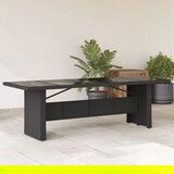 vidaXL Vrtni stol sa staklenom pločom crni 240x90x75cm od poliratana | shoptok.hr