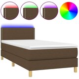  Box spring postelja z vzmetnico LED temno rjava 80x200 cm blago, (20789691) | Shoptok.si