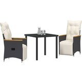  3-delni set za vrt z blazinami Črna poli ratan, (22087638) | Shoptok.si
