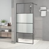 Pregrada za tuš crna 90 x 195 cm s napola mutnim staklom ESG | shoptok.hr