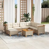 Maison Chic Seti vrtnega pohištva - Vrtna garnitura - Vrtni pohištvo set 8-delna z blazinami bež poli ratan, (21800405) | Shoptok.si