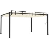  Sjenica s rešetkastim krovom 3 x 4 m krem tkanina i aluminij | shoptok.hr