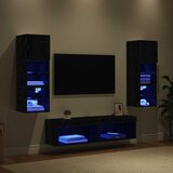 TV zidna jedinica Zidne 6 pcs Crni hrast Konstruirano drvo | shoptok.hr