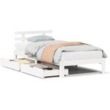 Maison Chic Posteljni okvir - Enojna postelja - Postelja za odrasle s predali bel 90x190 cm trdna borovina, (21696363) | Shoptok.si