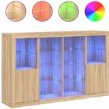 Maison Chic Komoda - Predalnik z LED diodami 3 kosi sonoma hrast inženirski les, (21722117) | Shoptok.si