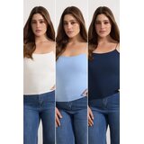 Trendyol Set ženskih majica Tbbaw26Cv00001, 3 komada, Tamnoplavi Cene
