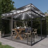 vidaXL Paviljon s komarnikom in LED lučkami 3x3x2,73 m antraciten | Shoptok.si