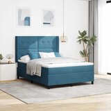 Box spring krevet s LED trakama Plava 160 x 200 cm Baršun - Tamno plava 160 x 200 cm Prošiveno gumbima Cijene
