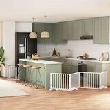 vidaXL Ograda za pse z vrati zložljiva 6 panelov bela 480 cm les | Shoptok.si