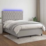  box spring s madracem LED svjetlosivi 140x200 cm tkanina | shoptok.hr