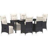  7-delni vrtni jedilni set z blazinami Črni poli ratan, (22087828) | Shoptok.si