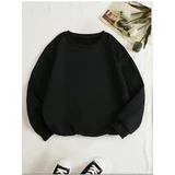 K&H TWENTY-ONE Women's Black Plain Crewneck Sweatshirt