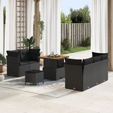 vidaXL Set od 8 vrtnih sofa s jastučićima Crni Poli Ratan Akacija, Set od 3 vrtne blagovaonice s jastučićima Crni Poli Ratan Akacija Cijene