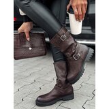 DStreet Kozaki damskie WORKENNA krótkie brązowe | shoptok.hr
