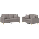  2-dijelni set sofa s jastucima smeđesivi od tkanine | shoptok.hr