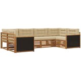  Set vanjskih sofa 6 kom. Prirodna i bež Čvrsto drvo akacije | shoptok.hr