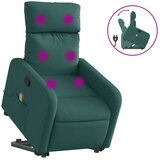 vidaXL Masažni naslanjač s funkcijo vstajanja temno zeleno blago | Shoptok.si