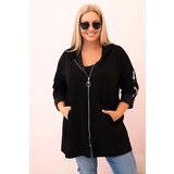 Kesi Włoski Women's butter-colored sweatshirt with decorative sleeves black Cene