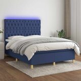  box spring s madracem LED plavi 140x200 cm od tkanine | shoptok.hr