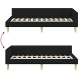 vidaXL Kutni okvir kreveta Crna 90 x 200 cm Tkanina i inženjerska drva | shoptok.hr