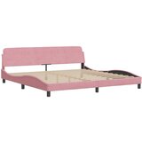 vidaXL Posteljni okvir z vzglavjem roza 200x200 cm žamet, (21072834) | Shoptok.si