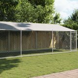 vidaXL Kavez za pse s krovom i vratima sivi 8x2x2 m pocinčani čelik | shoptok.hr