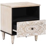  Posteljna omarica Bela 40 x 33 x 46 cm Masiven les manga, (5000210716) | Shoptok.si