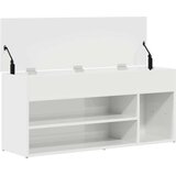 vidaXL Lavica za čevlje visokega sijaja bela 102x30,5x45 cm | Shoptok.si
