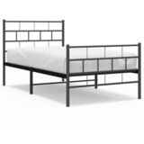  The Living Store Kovinski posteljni okvir z vzglavjem in vznožjem črn 75x190 cm - Kovinski Posteljni Okvir, (21501632) | Shoptok.si