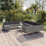  Vrtna sedežna garnitura 13-delna z blazinami poli ratan siva, (20675323) | Shoptok.si