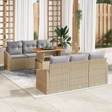  Set od 7 dijelova za objedovanje u vrtu s jastučićima bež poly ratan acacia | shoptok.hr