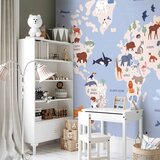  Foto tapeta - World Map With Animal Illustrations 400x280 Premium | shoptok.hr