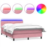 Box Spring krevet s madracem i LED ružičasti 140x220 cm baršun | shoptok.hr