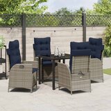  Vrtni set za objed s jastukom 5 pcs Siva i crna Ratan | shoptok.hr