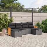 vidaXL 6-dijelni set vrtnih sofa s jastucima crni od poliratana | shoptok.hr