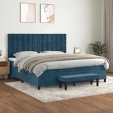  Krevet s oprugama i madracem tamnoplavi 200x200 cm baršunasti | shoptok.hr