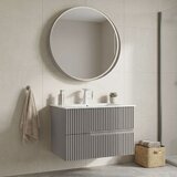 Hanah home Moonlight 70 v2 - 387 Matte Mink Bathroom Cabinet With Sink & Mirror Set (2 Pieces) u