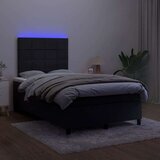 vidaXL Box spring postelja z vzmetnico LED črna 120x190 cm žamet | Shoptok.si