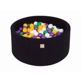 MeowBaby Bazen z žogicami, 90x40 cm s 300 žogicami, bombaž, črna: rumena/vijolična/bela/temno zelena, (21295121) | Shoptok.si
