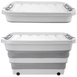 Belo-siva plastična škatla za shranjevanje s pokrovom 54x39x28 cm Kemp –