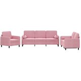 3-dijelni set sofa s jastucima ružičasti baršunasti | shoptok.hr