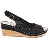 GOODIN Black openwork wedge sandals | Shoptok.si
